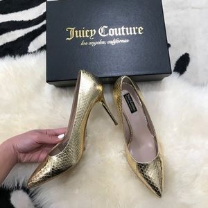 Juicy Couture✨Gold snake party pumps high heels👠